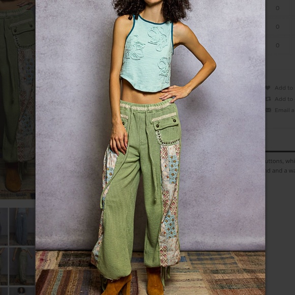 POL Green and Floral Straight Leg Pants - Picture 4 of 6